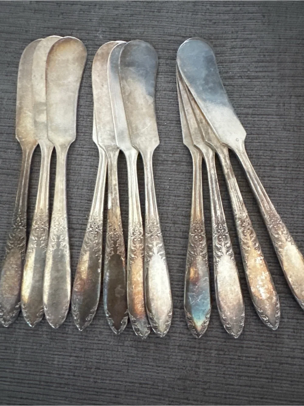 11 Vintage National Silver Plate Flat Butter Spreaders Knives Pattern